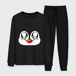 Костюм хлопковый мужской Морда пингвина, цвет: черный