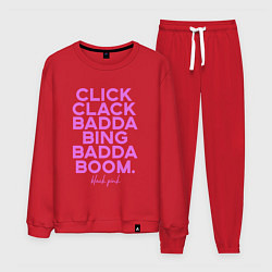 Костюм хлопковый мужской Click Clack Black Pink, цвет: красный