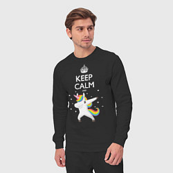 Костюм хлопковый мужской Keep Calm & Dab Unicorn, цвет: черный — фото 2