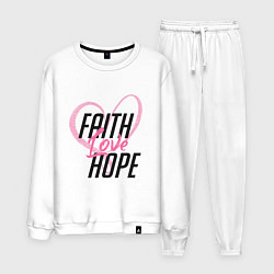 Костюм хлопковый мужской Faith Love Hope, цвет: белый