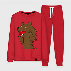 Костюм хлопковый мужской Медведь цензурный, цвет: красный