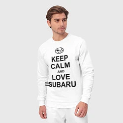 Костюм хлопковый мужской Keep Calm & Love Subaru, цвет: белый — фото 2