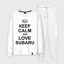 Костюм хлопковый мужской Keep Calm & Love Subaru, цвет: белый