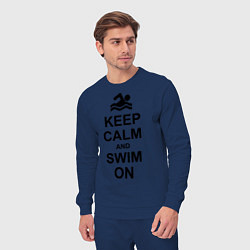 Костюм хлопковый мужской Keep Calm & Swim On, цвет: тёмно-синий — фото 2