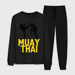 Костюм хлопковый мужской Muay Thai, цвет: черный