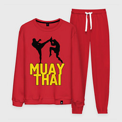 Костюм хлопковый мужской Muay Thai, цвет: красный