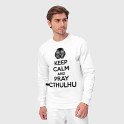 Костюм хлопковый мужской Keep Calm & Pray Cthulhu, цвет: белый — фото 2