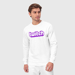 Костюм хлопковый мужской Twitch Logo, цвет: белый — фото 2