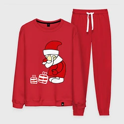 Костюм хлопковый мужской Дед мороз с подарками, цвет: красный