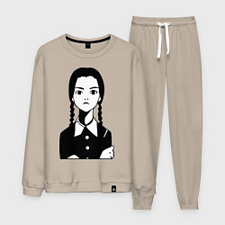 Костюм хлопковый мужской Wednesday Addams, цвет: миндальный