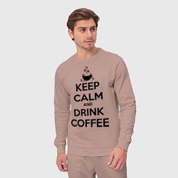 Костюм хлопковый мужской Keep Calm & Drink Coffee, цвет: пыльно-розовый — фото 2