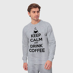 Костюм хлопковый мужской Keep Calm & Drink Coffee, цвет: меланж — фото 2