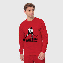 Костюм хлопковый мужской Russia: Hockey Champion, цвет: красный — фото 2