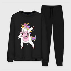 Костюм хлопковый мужской Dabbing Unicorn, цвет: черный