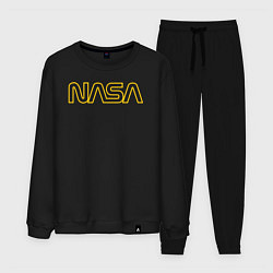 Костюм хлопковый мужской NASA Vision Mission and Core Values на спине, цвет: черный
