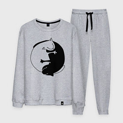Костюм хлопковый мужской Инь-Янь Коты, цвет: меланж