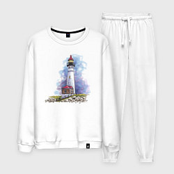 Костюм хлопковый мужской Crisp Point Lighthouse, цвет: белый