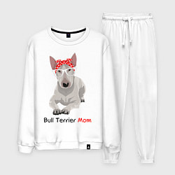 Костюм хлопковый мужской Bull terrier Mom, цвет: белый