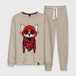 Костюм хлопковый мужской Красная панда, цвет: миндальный