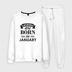 Костюм хлопковый мужской Legends are born in january, цвет: белый