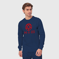 Костюм хлопковый мужской HIM LOGO RED, цвет: тёмно-синий — фото 2