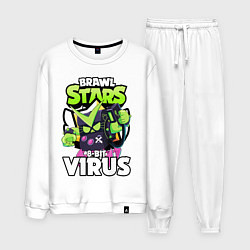 Костюм хлопковый мужской BRAWL STARS VIRUS 8-BIT, цвет: белый