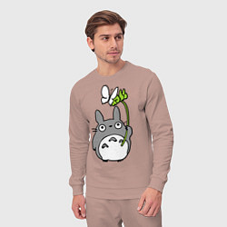 Костюм хлопковый мужской Totoro и бабочка, цвет: пыльно-розовый — фото 2