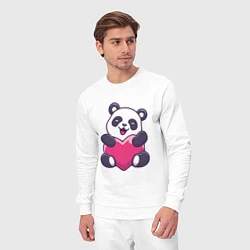 Костюм хлопковый мужской Панда love, цвет: белый — фото 2