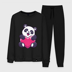 Костюм хлопковый мужской Панда love, цвет: черный