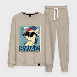 Костюм хлопковый мужской Rainbow Dash swag, цвет: миндальный