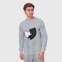 Костюм хлопковый мужской Влюблённые котики, цвет: меланж — фото 2
