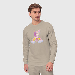 Костюм хлопковый мужской Pony unicorn on a rainbow, цвет: миндальный — фото 2