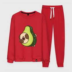Костюм хлопковый мужской Мопс-авокадо, цвет: красный