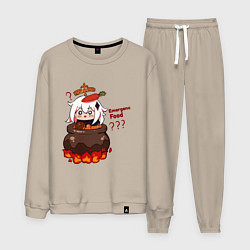 Костюм хлопковый мужской Genshin Impact Paimon food, цвет: миндальный