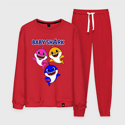 Костюм хлопковый мужской Baby Shark, цвет: красный