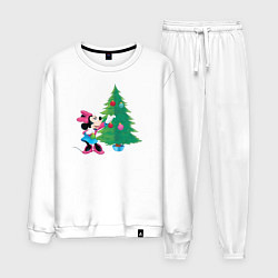 Костюм хлопковый мужской Christmas Minnie, цвет: белый
