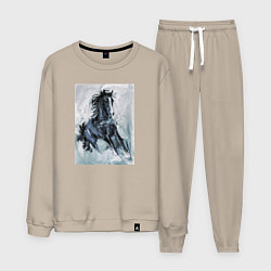 Костюм хлопковый мужской Лошадь арт, цвет: миндальный