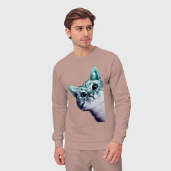 Костюм хлопковый мужской Любопытный кот, цвет: пыльно-розовый — фото 2