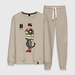 Костюм хлопковый мужской BTS Cat, цвет: миндальный