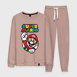 Костюм хлопковый мужской Mario, цвет: пыльно-розовый