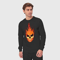 Костюм хлопковый мужской Fire flame skull, цвет: черный — фото 2