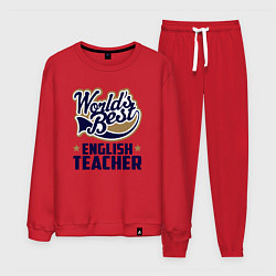 Костюм хлопковый мужской Worlds best English Teacher, цвет: красный