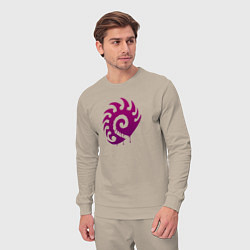 Костюм хлопковый мужской Zerg logo Purple, цвет: миндальный — фото 2