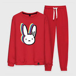 Костюм хлопковый мужской Bad Bunny logo, цвет: красный