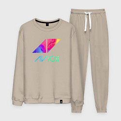 Костюм хлопковый мужской AVICII RAIBOW, цвет: миндальный