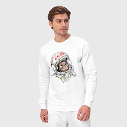 Костюм хлопковый мужской СССР Кот космонавт, цвет: белый — фото 2