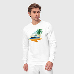 Костюм хлопковый мужской Яхта и пляж, цвет: белый — фото 2