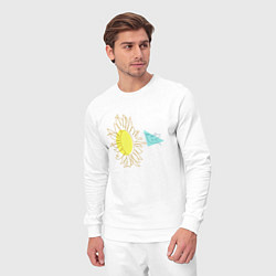 Костюм хлопковый мужской Лето,цветок и птица Арт-лайн, цвет: белый — фото 2