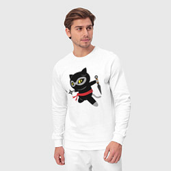 Костюм хлопковый мужской Ninja Cat, цвет: белый — фото 2