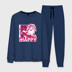 Костюм хлопковый мужской Happy Sad Anime Girl Kanji, цвет: тёмно-синий